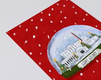 Carte postale de vacances Washington DC, carte de voeux boule à neige DC, carte postale de Noël, cadeau de Noël de Washington DC, carte de voeux de nouvel an