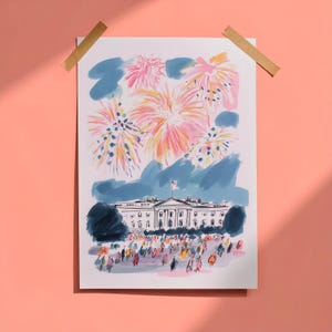 Fourth of July Postcard, White House Fireworks, Happy 4th of July Greeting Card, Independence Day Postcard, Washington DC Postcard