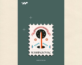 Ímã de geladeira Washington DC, ímã de selo postal do monumento de Washington, presente e lembrança de Washington DC, decoração magnética, presente de viagem para os EUA