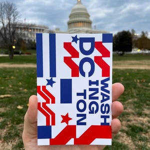 Modern Washington DC Postcard, W-Star Logo Design, Bold Patriotic Souvenir, Stylish Washington DC Collectible, Minimalist USA Travel Gift