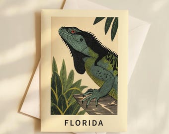 Florida Postcard: Sunshine State Iguana (4x6 Travel Greeting Card)