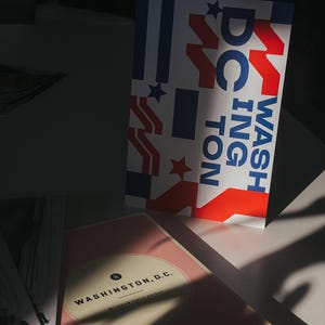Modern Washington DC Postcard, W-Star Logo Design, Bold Patriotic Souvenir, Stylish Washington DC Collectible, Minimalist USA Travel Gift