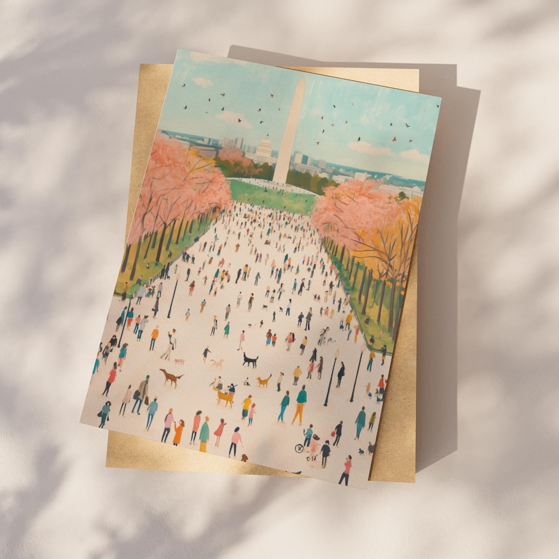 Washington DC Postcard, The National Mall postcard, Washington DC Art, Unique Washington DC Gift And Souvenir, Postcardful present
