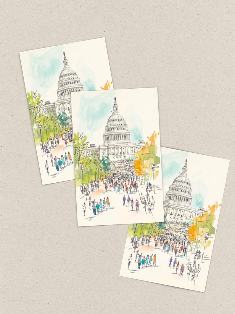 Washington DC Postcard, A Capitol Spring, Washington DC Art, Unique Washington DC Gift And Souvenir, 4x6 Greeting Card