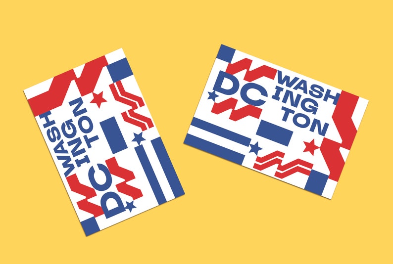 Modern Washington DC Postcard, W-Star Logo Design, Bold Patriotic Souvenir, Stylish Washington DC Collectible, Minimalist USA Travel Gift
