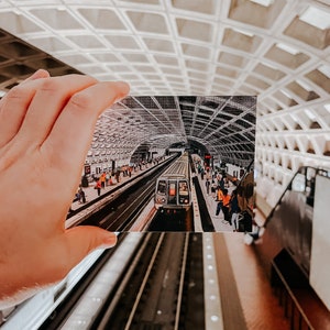 Postal de Washington D. C., impresión en acuarela del metro de Washington D. C., arte de acuarela dibujado a mano, recuerdo de viaje único de Washington D. C., tarjeta de felicitación de 4x6