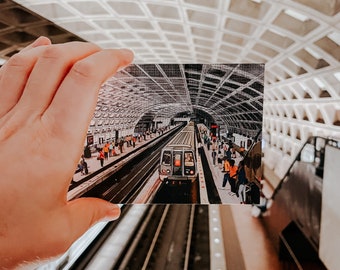 Cartão postal de Washington DC, impressão em aquarela da área metropolitana de DC, arte em aquarela desenhada à mão, lembrança de viagem exclusiva de Washington DC, cartão comemorativo 4x6