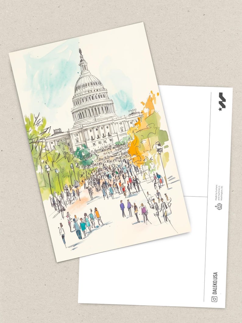 Washington DC Postcard, A Capitol Spring, Washington DC Art, Unique Washington DC Gift And Souvenir, 4x6 Greeting Card