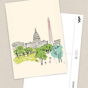 Washington DC Postcard, Sketchbook Summers, Washington DC Art, Unique Washington DC Gift And Souvenir, 4x6 Greeting Card