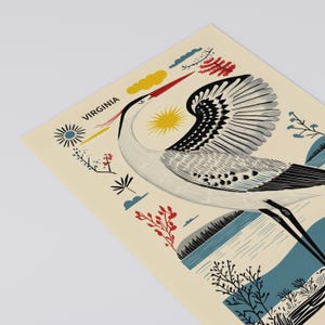 Cartão postal da Virgínia, Ave aquática da Virgínia, Cartões postais para envio, Presente e lembrança do estado da Virgínia, Cartão comemorativo 4x6