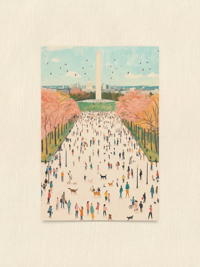 Washington DC Postcard, The National Mall postcard, Washington DC Art, Unique Washington DC Gift And Souvenir, Postcardful present