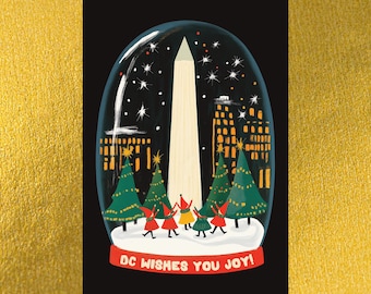 Carte postale pour les fêtes de Washington DC / Elfes au monument