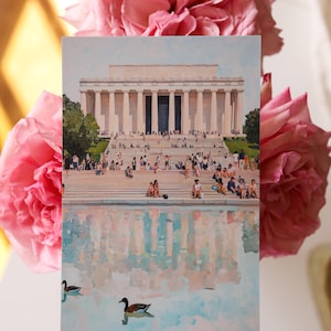 Washington DC Postcard, Reflecting on Lincoln, Lincoln Memorial Art, Unique Washington DC Gift And Souvenir, Modern 4x6 Postcard