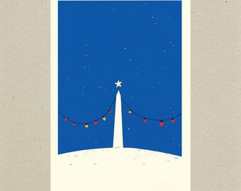 Carte postale des Fêtes Washington DC/guirlande lumineuse