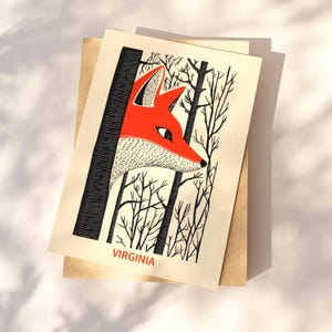 Cartolina della Virginia, Foxtrot attraverso la foresta, regalo e souvenir dello stato della Virginia, biglietto di auguri 4x6