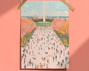 Washington DC Postcard, Fun at The National Mall, Washington DC Art, Unique Washington DC Gift and Souvenir, 4x6 Postcard