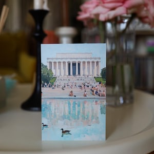 Washington DC Postcard, Reflecting on Lincoln, Lincoln Memorial Art, Unique Washington DC Gift And Souvenir, Modern 4x6 Postcard