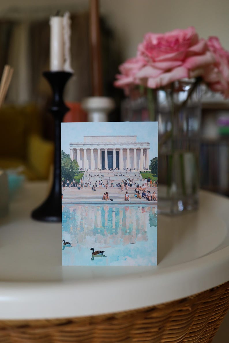 Washington DC Postcard, Reflecting on Lincoln, Lincoln Memorial Art, Unique Washington DC Gift And Souvenir, Modern 4x6 Postcard