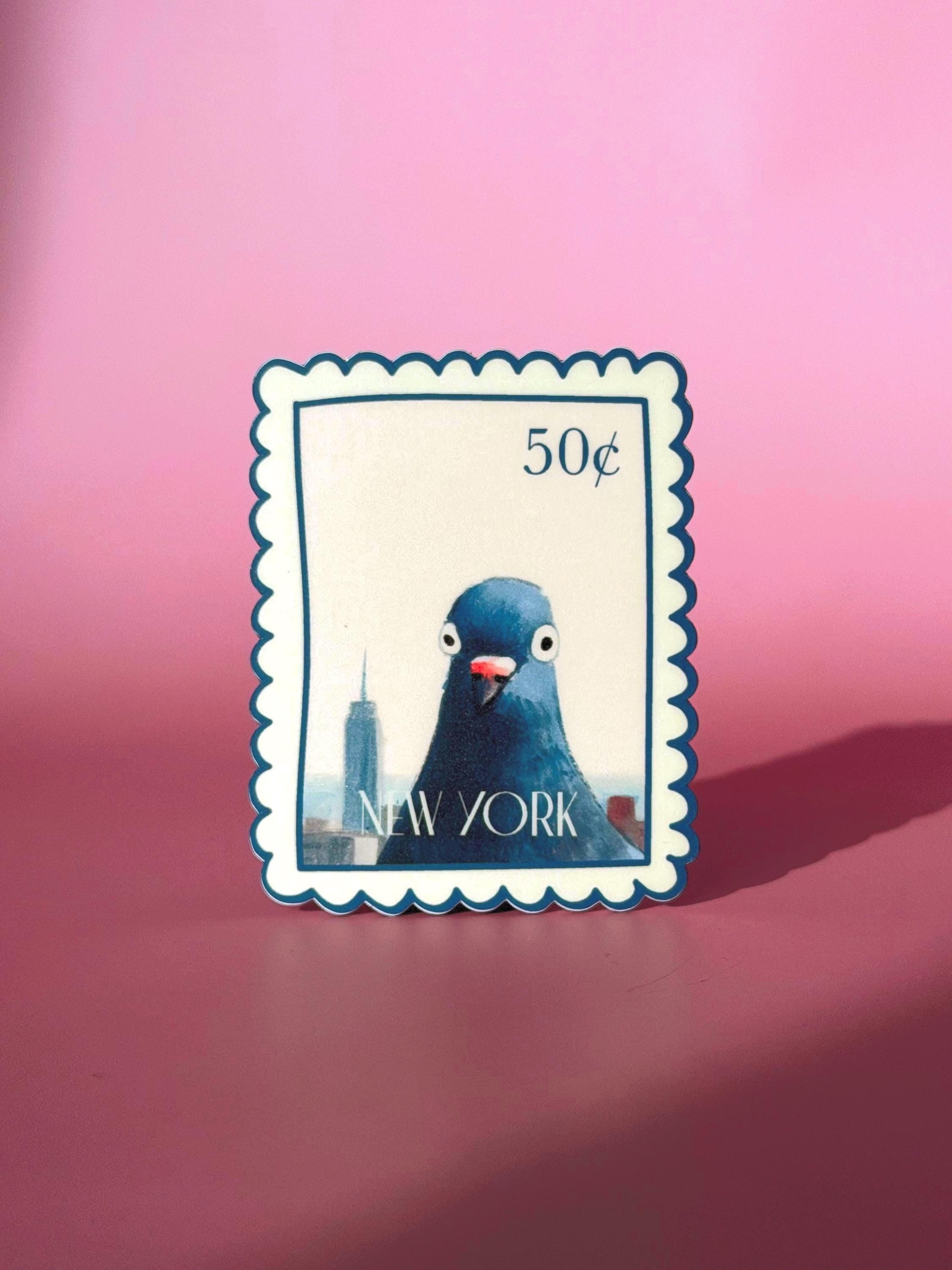 New York City Fridge Magnet: Curious Pigeon Stamp Souvenir