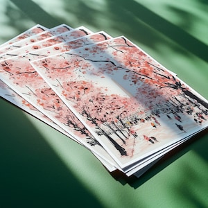 Vibrant cherry blossom art postcard with The Washington Monument, a unique Washington DC souvenir for spring lovers, cherry blossom postcard perfect for gifts or decor