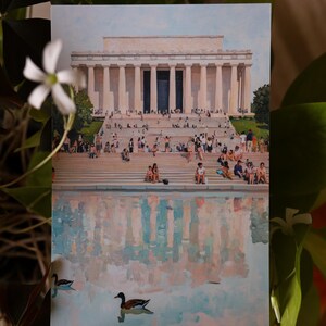 Washington DC Postcard, Reflecting on Lincoln, Lincoln Memorial Art, Unique Washington DC Gift And Souvenir, Modern 4x6 Postcard
