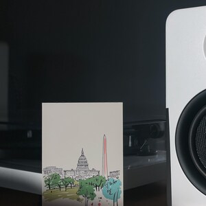 Washington DC Postcard, Sketchbook Summers, Washington DC Art, Unique Washington DC Gift And Souvenir, 4x6 Greeting Card