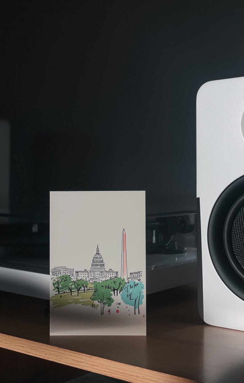 Washington DC Postcard, Sketchbook Summers, Washington DC Art, Unique Washington DC Gift And Souvenir, 4x6 Greeting Card