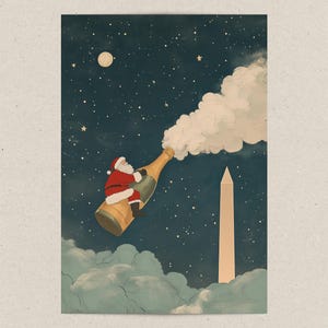Cartão postal de Natal de Washington DC / Passeio de Papai Noel