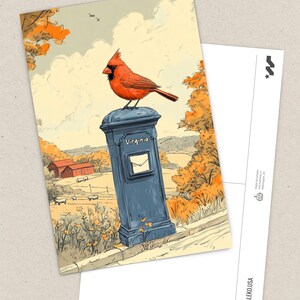 Virginia Cardinal Postcard, Cardinal Delivery, Red Cardinal Bird Art, Virginia State Symbol Souvenir, Elegant 4x6 Cardinal Postcard