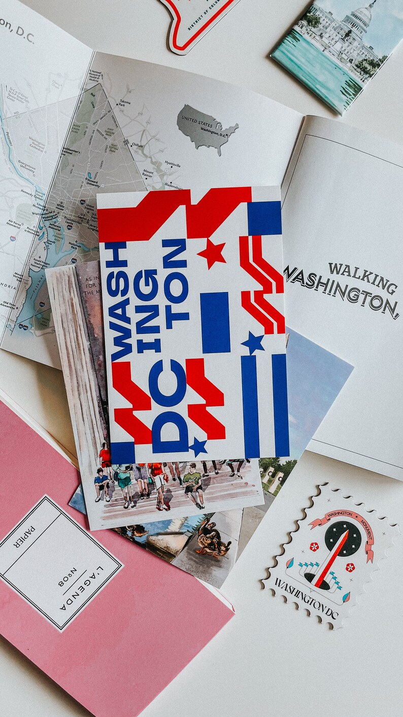 Modern Washington DC Postcard, W-Star Logo Design, Bold Patriotic Souvenir, Stylish Washington DC Collectible, Minimalist USA Travel Gift