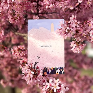 Cartolina dei ciliegi in fiore a Washington DC, stagione dei selfie al centro commerciale, arte dei ciliegi in fiore, regalo e souvenir unici a Washington DC, cartolina 4x6