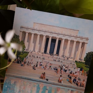 Washington DC Postcard, Reflecting on Lincoln, Lincoln Memorial Art, Unique Washington DC Gift And Souvenir, Modern 4x6 Postcard