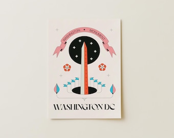 Cartolina di Washington DC: biglietto di auguri per il 250° anniversario del Monumento a Washington, USA