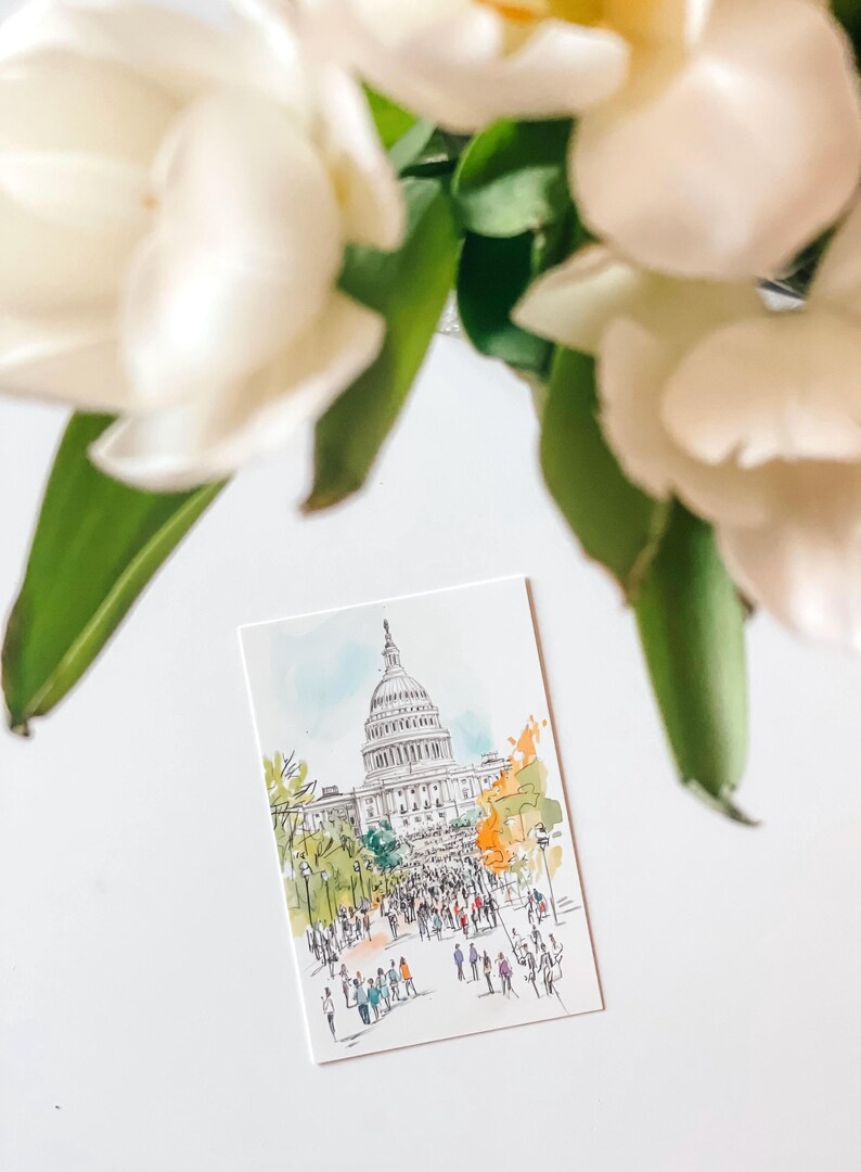 Washington DC Postcard, A Capitol Spring, Washington DC Art, Unique Washington DC Gift And Souvenir, 4x6 Greeting Card
