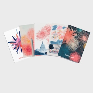 Set di cartoline per il 4 luglio, biglietti con fuochi d'artificio per il Giorno dell'Indipendenza, set di cancelleria patriottica, biglietti d'auguri per il 4 luglio, regali per Washington DC