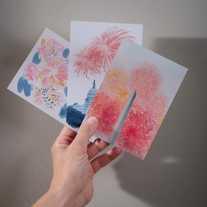 Set di cartoline per il 4 luglio, cartoline con fuochi d'artificio di Washington DC, set di biglietti d'auguri per il 4 luglio, souvenir per il Giorno dell'Indipendenza, decorazioni patriottiche