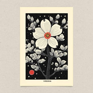 Virginia Postcard, Dogwood in Bloom, Flower Art Postcard, Virginia State Souvenir, Nature-Inspired Virginia Gift, Elegant 4x6 Greeting Card