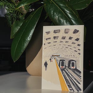 Washington DC Metro Postcard, Lines of the Capital, Watercolor Art, Unique Washington DC Gift and Souvenir, Postcardful 4x6 Greeting Card