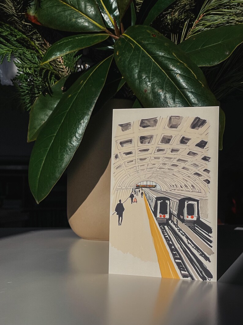 Washington DC Metro Postcard, Lines of the Capital, Watercolor Art, Unique Washington DC Gift and Souvenir, Postcardful 4x6 Greeting Card