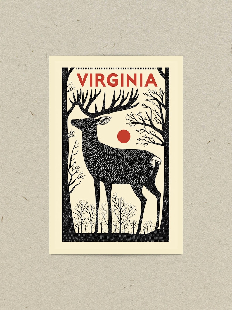 Virginia postcard featuring a graceful deer in the wilderness of Shenandoah National Park. A charming 4x6" Virginia souvenir for nature lovers, wildlife enthusiasts, and those who adore the beauty of the great outdoors. Printed on premium matte cardstock for a timeless touch.