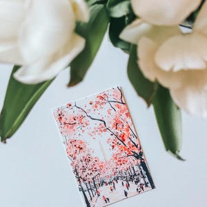 Vibrant cherry blossom art postcard with The Washington Monument, a unique Washington DC souvenir for spring lovers, cherry blossom postcard perfect for gifts or decor