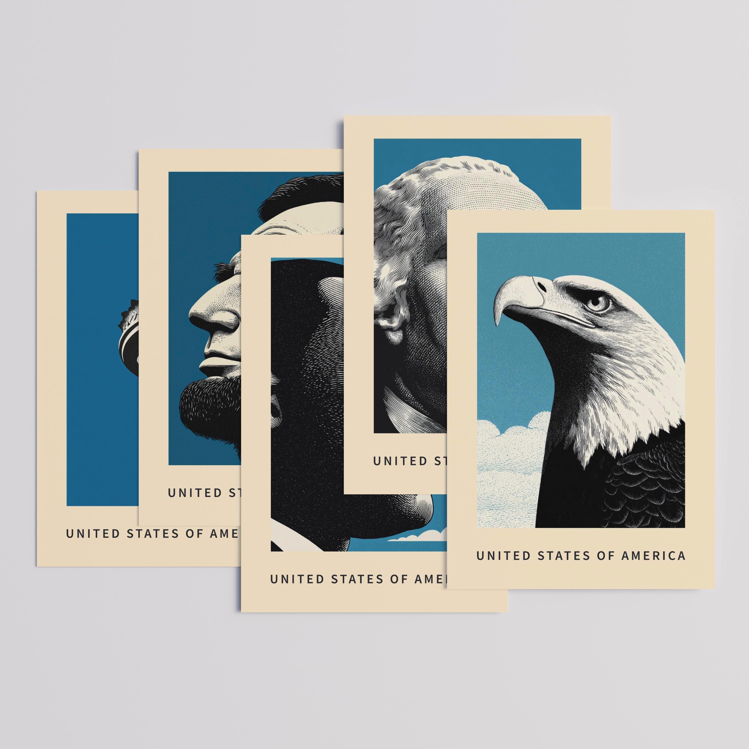 USA 250th Anniversary Postcard Set: American Icons (pack of 5