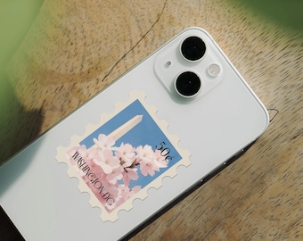Washington DC Cherry Blossom Sticker: Washington Monument, Waterproof Vinyl Decal, Travel Souvenir