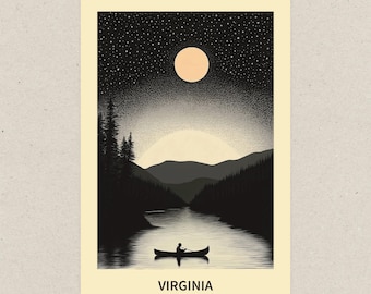 Carte postale de Virginie, une escapade dans les bois, cadeau et souvenir de l'État de Virginie, carte de voeux 4 x 6
