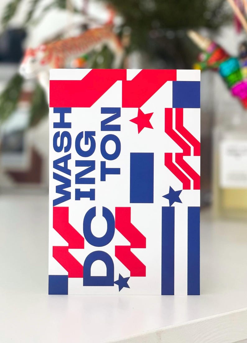 Modern Washington DC Postcard, W-Star Logo Design, Bold Patriotic Souvenir, Stylish Washington DC Collectible, Minimalist USA Travel Gift
