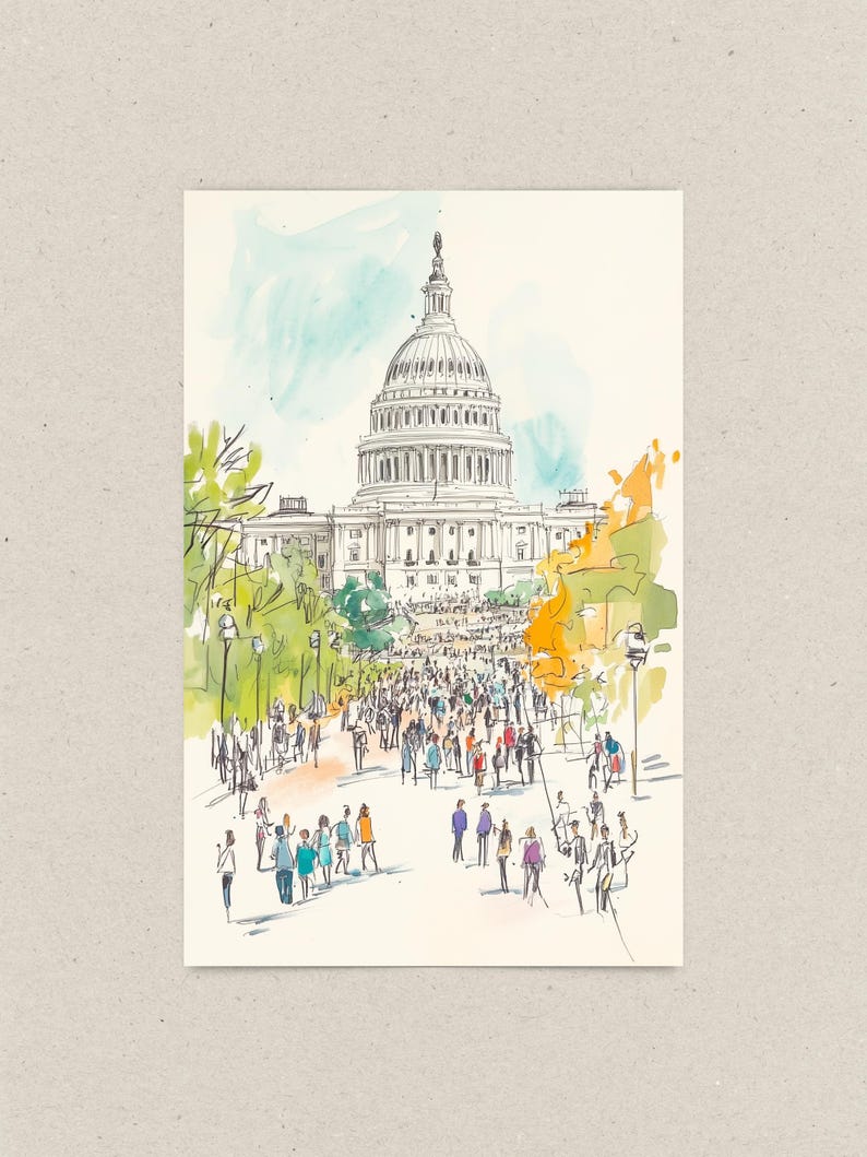 Washington DC Postcard, A Capitol Spring, Washington DC Art, Unique Washington DC Gift And Souvenir, 4x6 Greeting Card