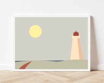 Take Me to the Beach |Contemporary PEI Landscape Art, Prince Edward Island Lighthouse, Beach Printable Download |High Quality Print