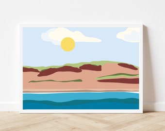 Salty Waters |Modern Mid-Century Print |PEI Landscape Print, Beach Printable Download for Living Room Decor, Bedroom |High Quality Print