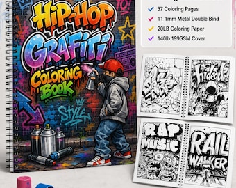Hip-hop Graffiti Coloring Book – Urban Grayscale Coloring Pages