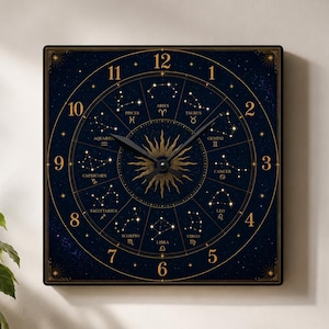 Zodiac Constellation Wall Clock | Celestial Astrology Décor